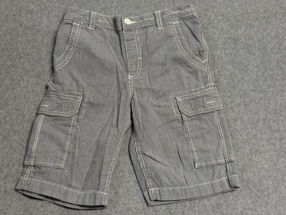 Greendog Cargo Shorts Boys 7 Blue White Pinstripe Twill Cotton Pockets Casual
